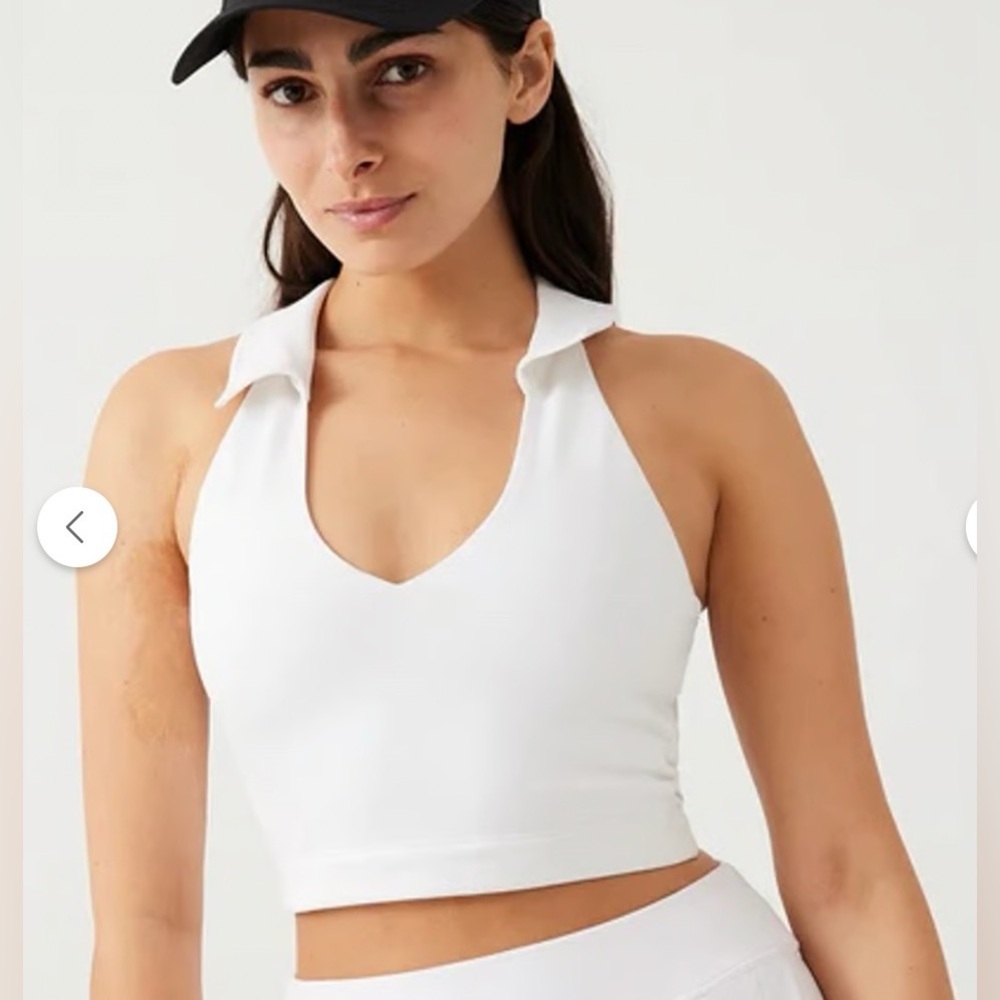 NWT Outdoor Voices Warmup Collared Crop Top, size medium